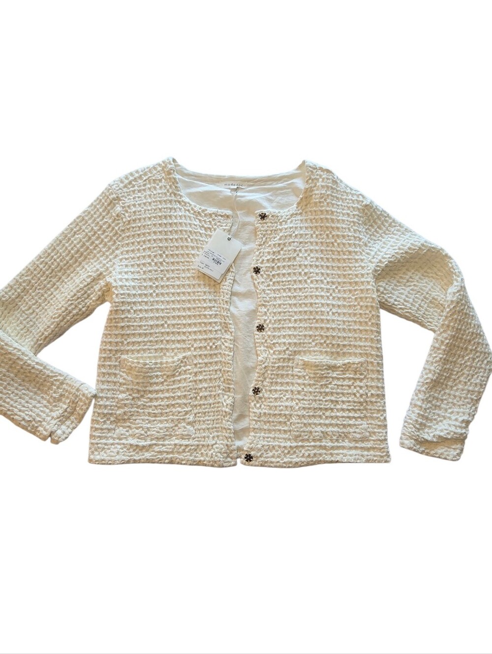 NWT Mododoc Waffle Snap Front Jacket, Lined, 100% Cotton